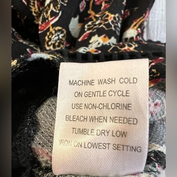 Kendall + Kylie Multi Floral Long Sleeve Romper Black Boho Bohemian Hippie Sz S - Picture 8 of 11